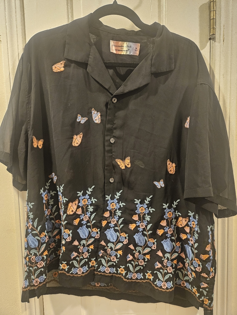 Abercrombie & Fitch Trevor Project Shirt with Orange & Blue Embroidery Size M